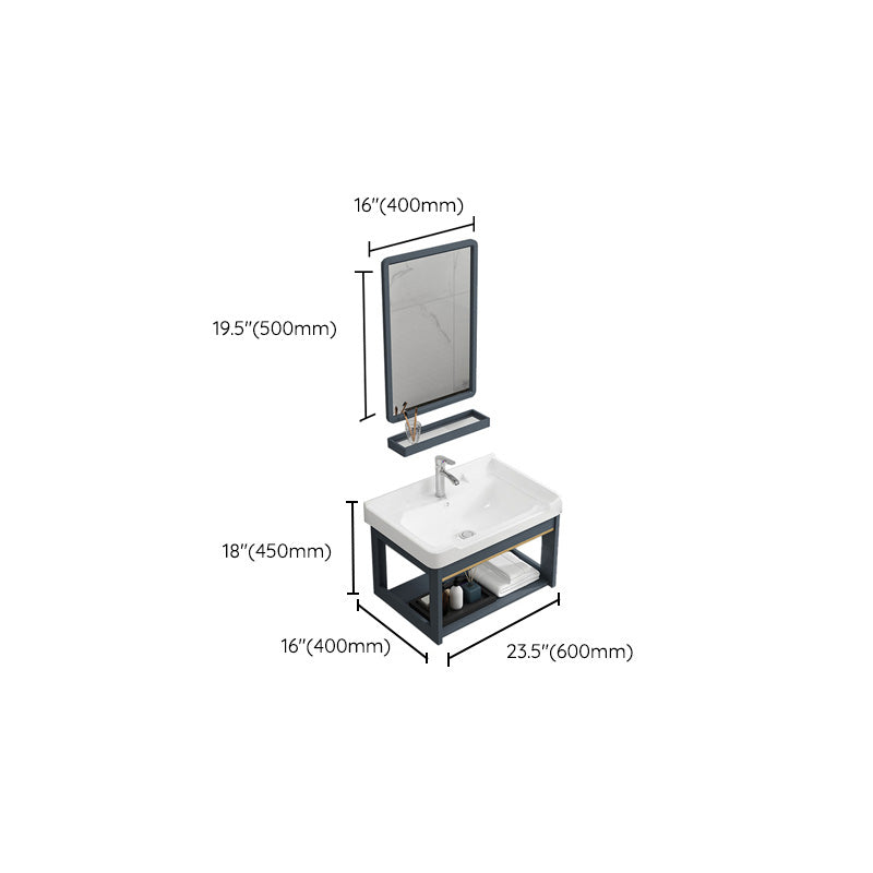 Bathroom Vanity Wall Mounted Storage Shelf Ceramic Sink Faucet Vanity Set with Mirror Clearhalo 'Bathroom Remodel & Bathroom Fixtures' 'Bathroom Vanities' 'bathroom_vanities' 'Home Improvement' 'home_improvement' 'home_improvement_bathroom_vanities' 7277528