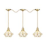Traditional Diamond Multi Light Pendant 3/5/7-Light Clear Water Glass Suspension Lamp in Gold with Series Connection Design Clearhalo 'Ceiling Lights' 'Glass shade' 'Glass' 'Pendant Lights' 'Pendants' Lighting' 727846