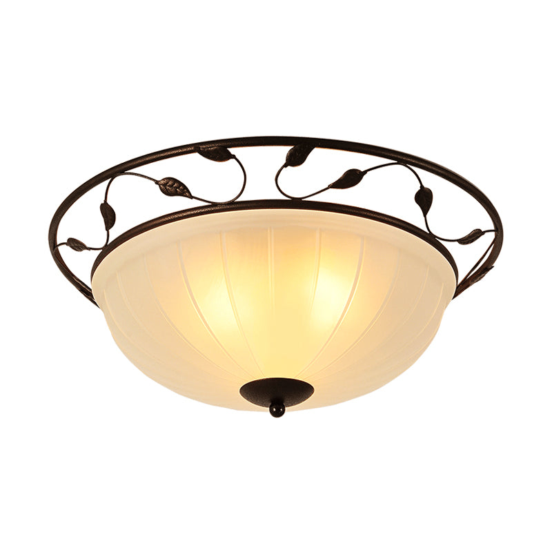 3 Lights Semi Flush Classic Living Room Metal Ceiling Lamp with Bowl White Glass Shade Clearhalo 'Ceiling Lights' 'Close To Ceiling Lights' 'Close to ceiling' 'Flush mount' Lighting' 727900