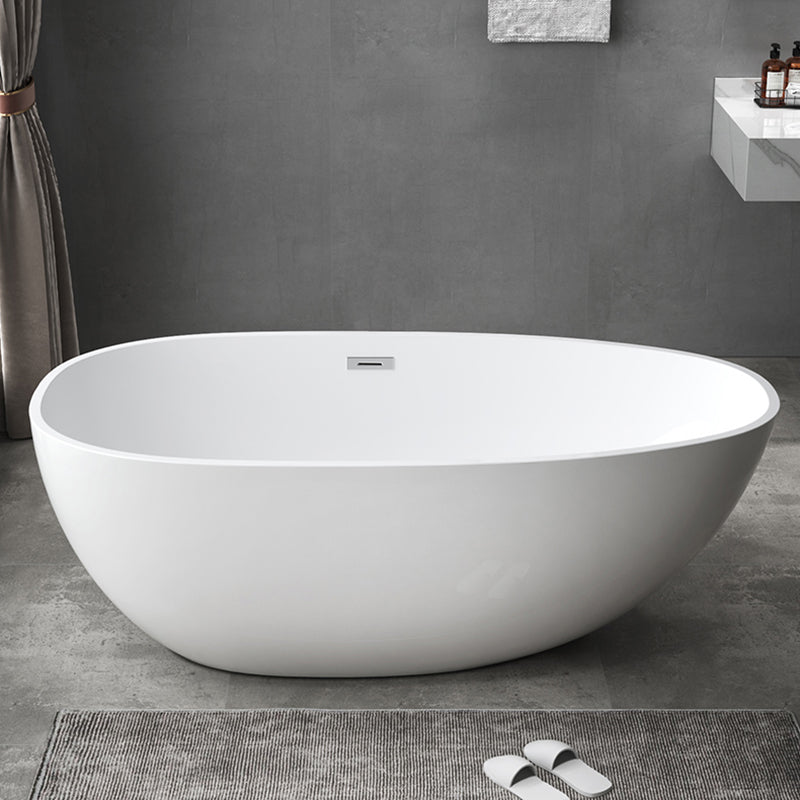 Antique Finish Stand Alone Bathtub Oval Soaking Modern Bath Tub White Tub Clearhalo 'Bathroom Remodel & Bathroom Fixtures' 'Bathtubs' 'Home Improvement' 'home_improvement' 'home_improvement_bathtubs' 'Showers & Bathtubs' 7279381