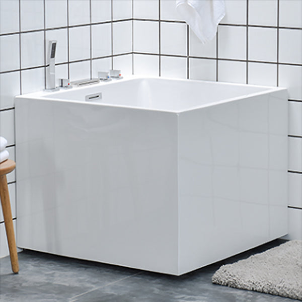 Back to Wall Rectangular Bath Antique Finish Soaking Modern Bath Tub 31.5"L x 31.5"W x 24.8"H Without Seat Tub with Silver 5-Piece Set Clearhalo 'Bathroom Remodel & Bathroom Fixtures' 'Bathtubs' 'Home Improvement' 'home_improvement' 'home_improvement_bathtubs' 'Showers & Bathtubs' 7279399