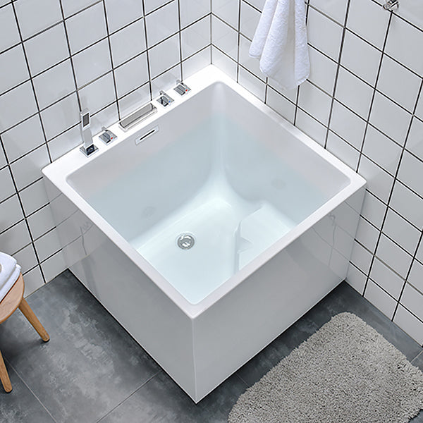 Back to Wall Rectangular Bath Antique Finish Soaking Modern Bath Tub 31.5"L x 31.5"W x 24.8"H With Seat Tub with Silver 5-Piece Set Clearhalo 'Bathroom Remodel & Bathroom Fixtures' 'Bathtubs' 'Home Improvement' 'home_improvement' 'home_improvement_bathtubs' 'Showers & Bathtubs' 7279400