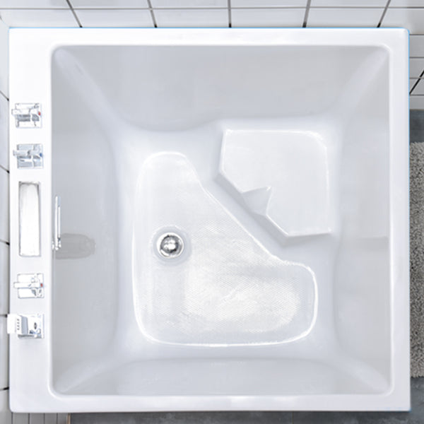 Back to Wall Rectangular Bath Antique Finish Soaking Modern Bath Tub 35"L x 35"W x 25"H With Seat Tub with Silver 5-Piece Set Clearhalo 'Bathroom Remodel & Bathroom Fixtures' 'Bathtubs' 'Home Improvement' 'home_improvement' 'home_improvement_bathtubs' 'Showers & Bathtubs' 7279403