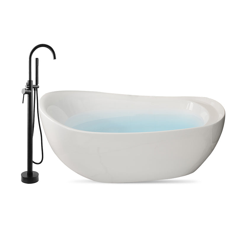 Antique Finish Soaking Modern Bath Stand Alone Oval Bath Tub Black Tub with Freestanding Tub Fillers Clearhalo 'Bathroom Remodel & Bathroom Fixtures' 'Bathtubs' 'Home Improvement' 'home_improvement' 'home_improvement_bathtubs' 'Showers & Bathtubs' 7279429