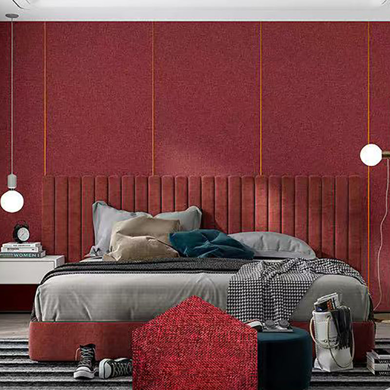 Modern Style Linen Wall Panel Living Room Peel and Stick Wall Paneling Burgundy Clearhalo 'Flooring 'Home Improvement' 'home_improvement' 'home_improvement_wall_paneling' 'Wall Paneling' 'wall_paneling' 'Walls & Ceilings' Walls and Ceiling' 7280039