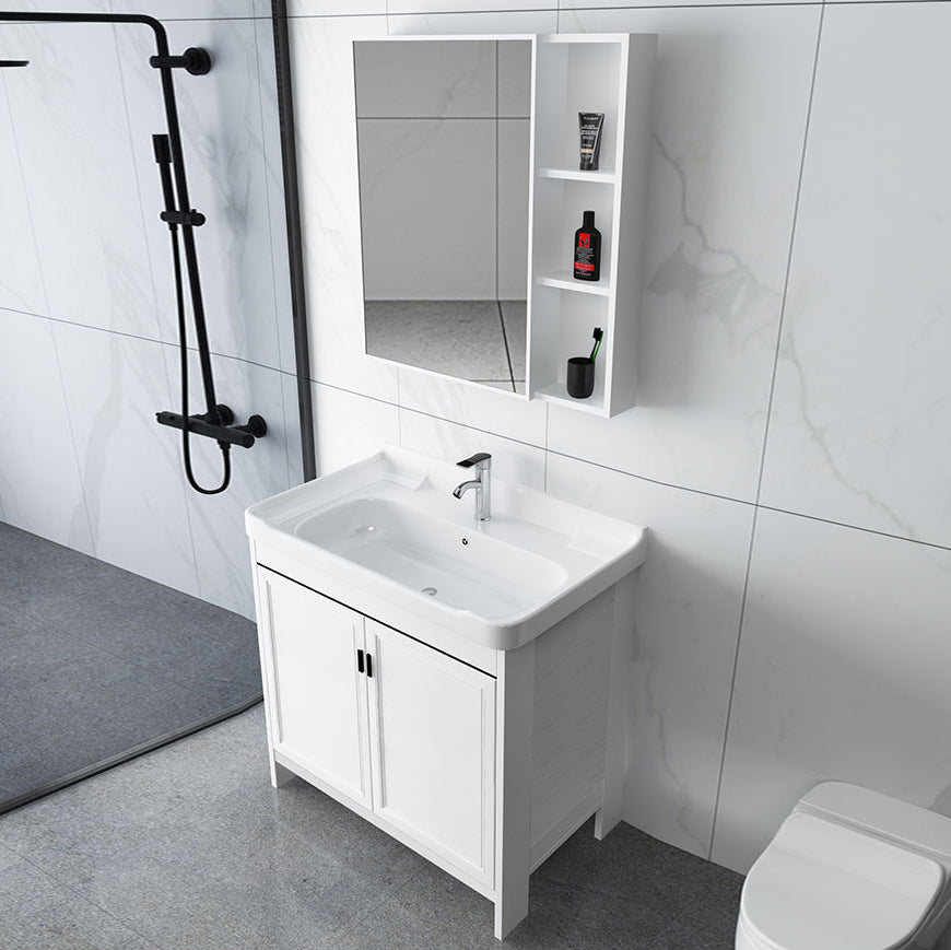 Metal Glam Bathroom Vanity Set Freestanding Single-Sink Bathroom Vanity Clearhalo 'Bathroom Remodel & Bathroom Fixtures' 'Bathroom Vanities' 'bathroom_vanities' 'Home Improvement' 'home_improvement' 'home_improvement_bathroom_vanities' 7282125