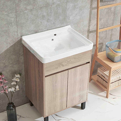 Modern Wood Bathroom Vanity Set Freestanding Single-Sink Bath Vanity Bathroom Vanity 24"L x 19"W x 35"H Clearhalo 'Bathroom Remodel & Bathroom Fixtures' 'Bathroom Vanities' 'bathroom_vanities' 'Home Improvement' 'home_improvement' 'home_improvement_bathroom_vanities' 7282180