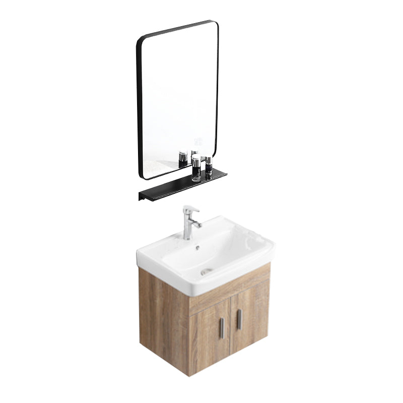 Rectangular Single Sink Vanity Mid-Century Modern Wall Mount Vanity Set Vanity & Faucet & Square Mirror 20"L x 14"W x 19"H Clearhalo 'Bathroom Remodel & Bathroom Fixtures' 'Bathroom Vanities' 'bathroom_vanities' 'Home Improvement' 'home_improvement' 'home_improvement_bathroom_vanities' 7282205