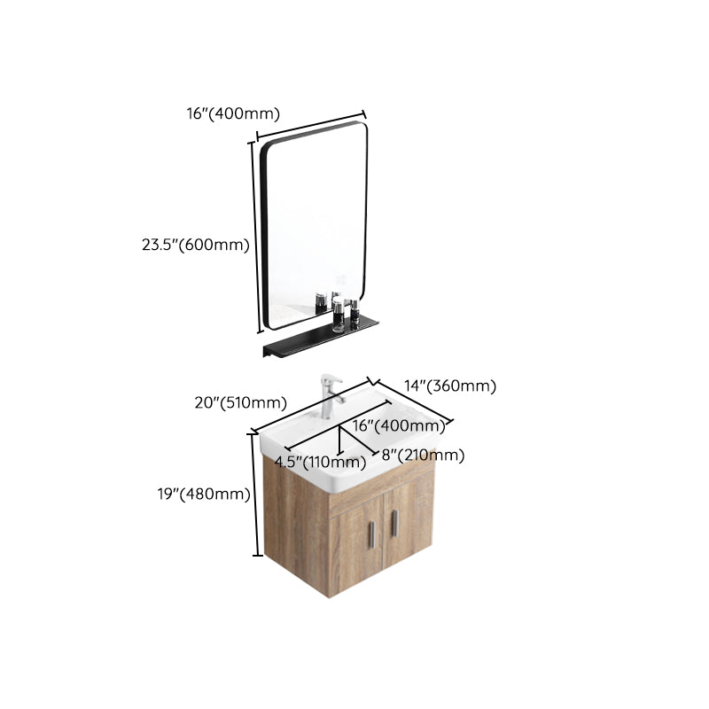 Rectangular Single Sink Vanity Mid-Century Modern Wall Mount Vanity Set Clearhalo 'Bathroom Remodel & Bathroom Fixtures' 'Bathroom Vanities' 'bathroom_vanities' 'Home Improvement' 'home_improvement' 'home_improvement_bathroom_vanities' 7282245