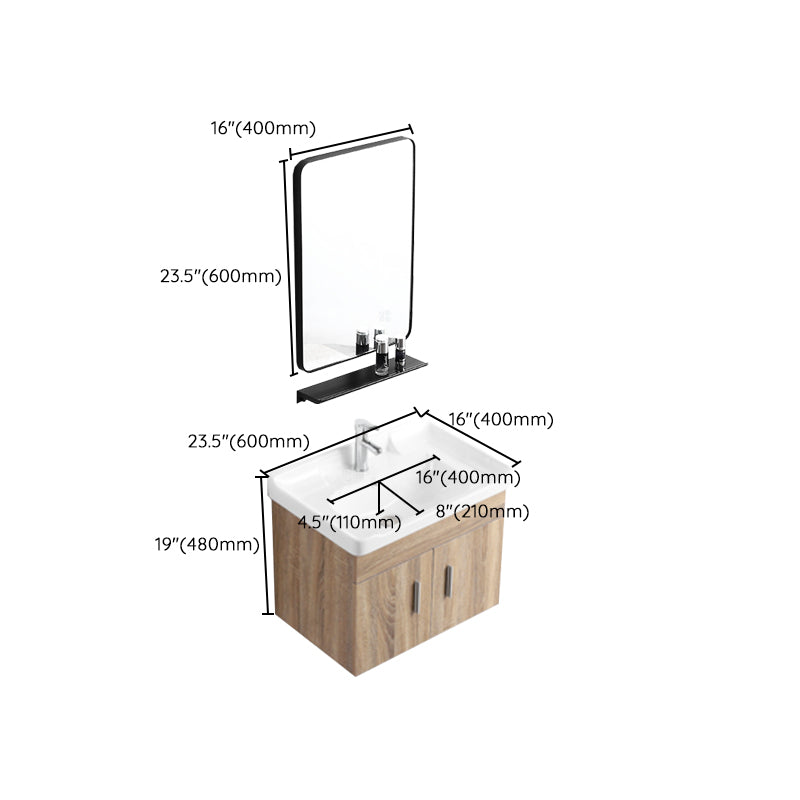 Rectangular Single Sink Vanity Mid-Century Modern Wall Mount Vanity Set Clearhalo 'Bathroom Remodel & Bathroom Fixtures' 'Bathroom Vanities' 'bathroom_vanities' 'Home Improvement' 'home_improvement' 'home_improvement_bathroom_vanities' 7282246