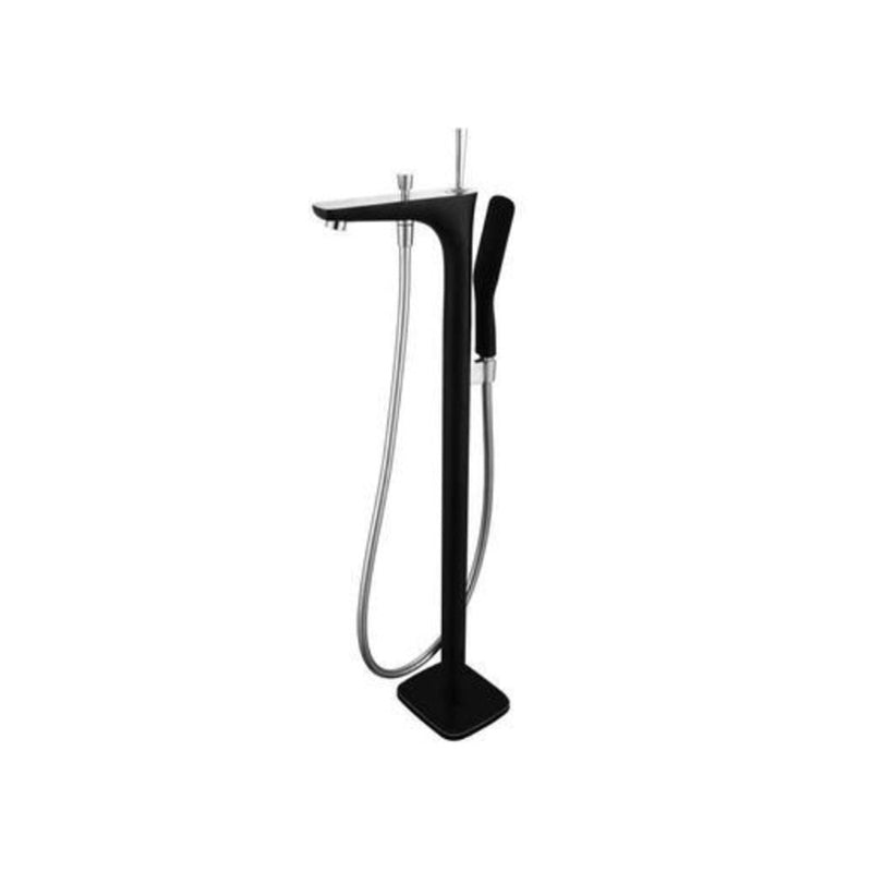 Floor Standing Bathroom Faucet Handheld Shower Bathtub Faucet Black Round Tube Clearhalo 'Bathroom Remodel & Bathroom Fixtures' 'Bathtub Faucets' 'bathtub_faucets' 'Home Improvement' 'home_improvement' 'home_improvement_bathtub_faucets' 7282965