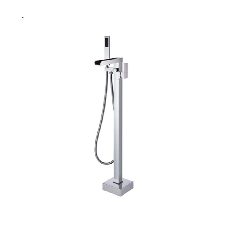 Floor Standing Bathroom Faucet Handheld Shower Bathtub Faucet Silver Waterfall Comes Out Clearhalo 'Bathroom Remodel & Bathroom Fixtures' 'Bathtub Faucets' 'bathtub_faucets' 'Home Improvement' 'home_improvement' 'home_improvement_bathtub_faucets' 7282968