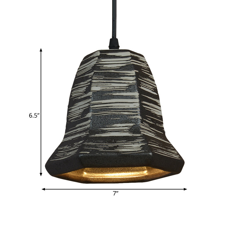 1-Head Cylinder/Urn Hanging Pendant Industrial Style Black Ceramic Suspension Light for Restaurant Clearhalo 'Art Deco Pendants' 'Cast Iron' 'Ceiling Lights' 'Ceramic' 'Crystal' 'Industrial Pendants' 'Industrial' 'Metal' 'Middle Century Pendants' 'Pendant Lights' 'Pendants' 'Tiffany' Lighting' 728308