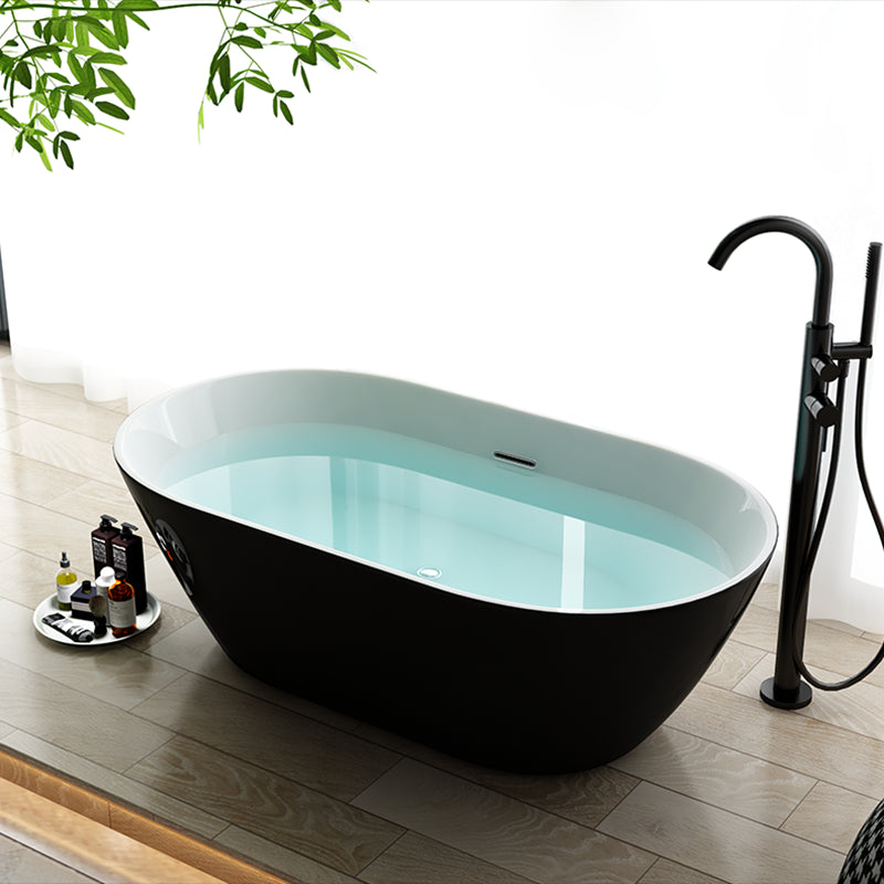 Antique Finish Stand Alone Bathtub Modern Oval Soaking Bath (Faucet not Included) Black Thick (0.75"-1.25") Clearhalo 'Bathroom Remodel & Bathroom Fixtures' 'Bathtubs' 'Home Improvement' 'home_improvement' 'home_improvement_bathtubs' 'Showers & Bathtubs' 7283281