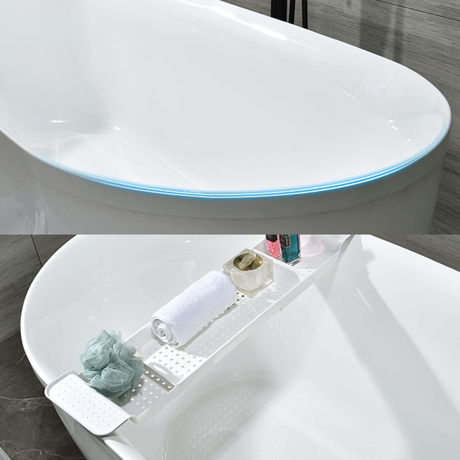 Modern Oval Bathtub Acrylic Freestanding Soaking White Back to Wall Bath Clearhalo 'Bathroom Remodel & Bathroom Fixtures' 'Bathtubs' 'Home Improvement' 'home_improvement' 'home_improvement_bathtubs' 'Showers & Bathtubs' 7285221