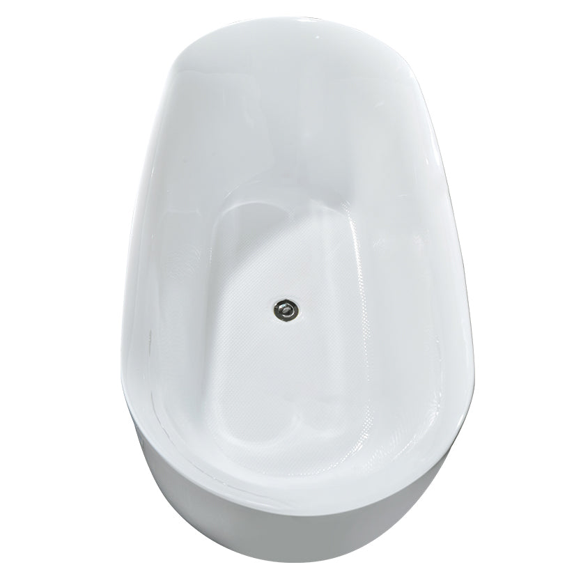 Modern Oval Bathtub Acrylic Freestanding Soaking White Back to Wall Bath Clearhalo 'Bathroom Remodel & Bathroom Fixtures' 'Bathtubs' 'Home Improvement' 'home_improvement' 'home_improvement_bathtubs' 'Showers & Bathtubs' 7285222