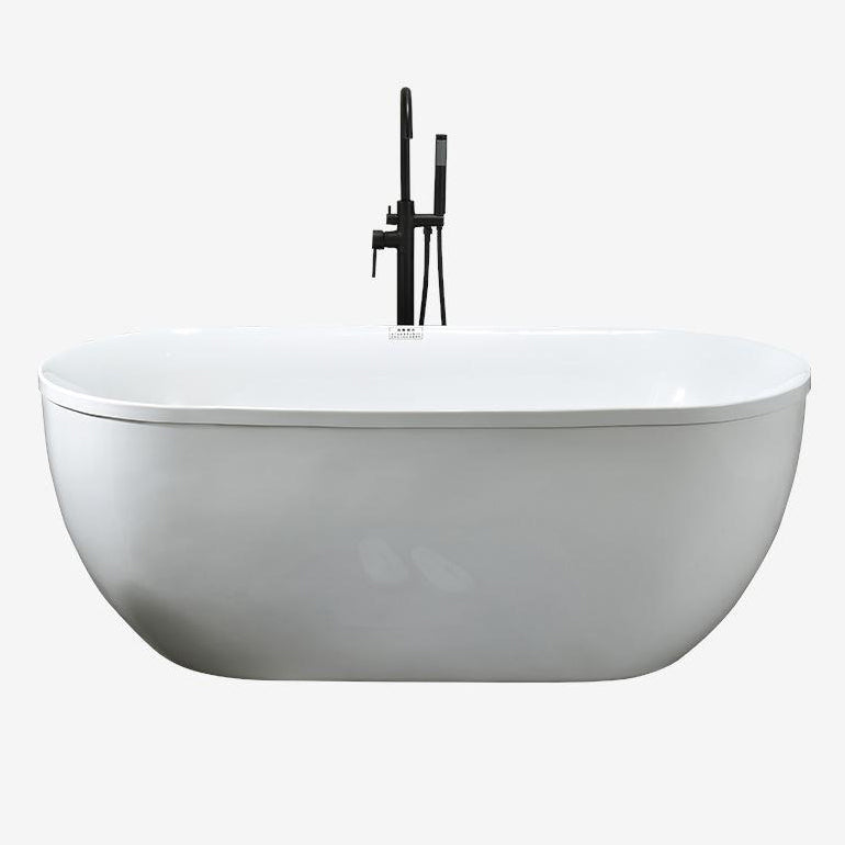 Modern Oval Bathtub Acrylic Freestanding Soaking White Back to Wall Bath Clearhalo 'Bathroom Remodel & Bathroom Fixtures' 'Bathtubs' 'Home Improvement' 'home_improvement' 'home_improvement_bathtubs' 'Showers & Bathtubs' 7285223