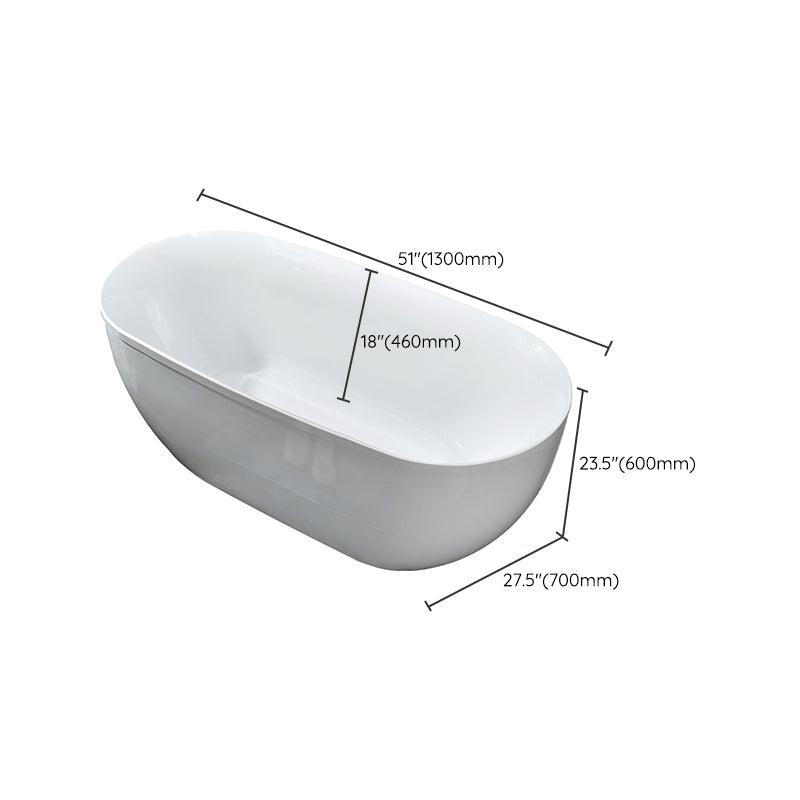 Modern Oval Bathtub Acrylic Freestanding Soaking White Back to Wall Bath Clearhalo 'Bathroom Remodel & Bathroom Fixtures' 'Bathtubs' 'Home Improvement' 'home_improvement' 'home_improvement_bathtubs' 'Showers & Bathtubs' 7285226