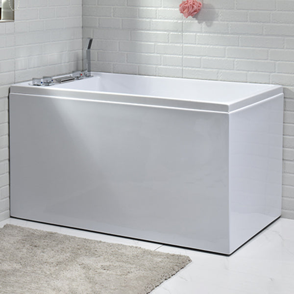 Modern Stand Alone White Bath Acrylic Rectangular Soaking Bathtub 51"L x 26"W x 25"H Left Tub with Silver 5-Piece Set Clearhalo 'Bathroom Remodel & Bathroom Fixtures' 'Bathtubs' 'Home Improvement' 'home_improvement' 'home_improvement_bathtubs' 'Showers & Bathtubs' 7285236