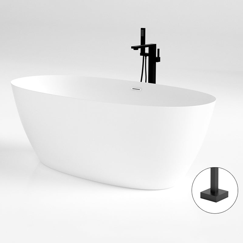 Modern Oval Bathtub Freestanding Acrylic Soaking Back to Wall Bath Black Tub with Freestanding Tub Fillers Clearhalo 'Bathroom Remodel & Bathroom Fixtures' 'Bathtubs' 'Home Improvement' 'home_improvement' 'home_improvement_bathtubs' 'Showers & Bathtubs' 7285288