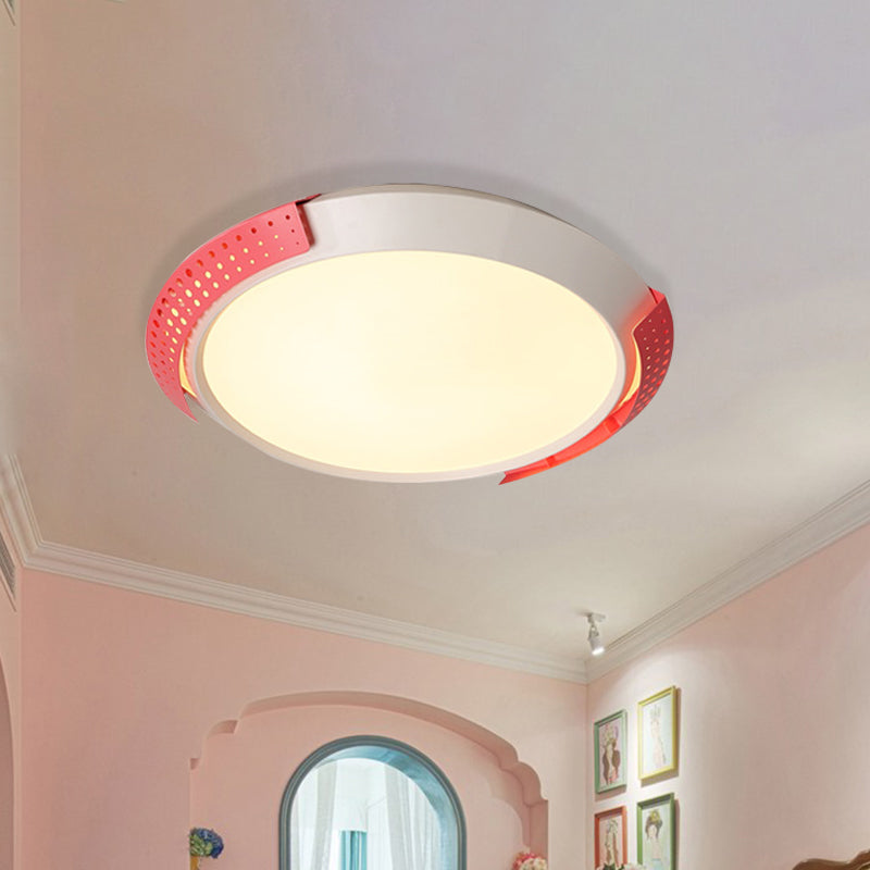 Round Metal Ceiling Fixture Modernist LED Pink/Gold Flush Mount Lighting with Hollow Design, 16"/19.5"/23.5" W Clearhalo 'Ceiling Lights' 'Close To Ceiling Lights' 'Close to ceiling' 'Flush mount' Lighting' 728600