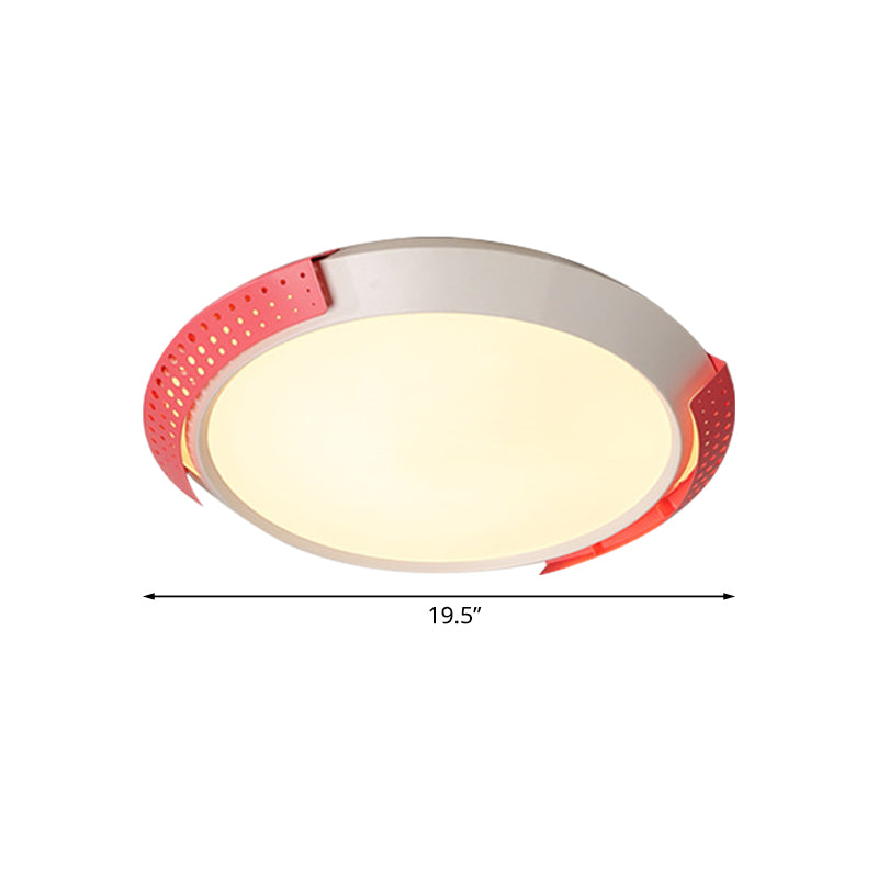 Round Metal Ceiling Fixture Modernist LED Pink/Gold Flush Mount Lighting with Hollow Design, 16"/19.5"/23.5" W Clearhalo 'Ceiling Lights' 'Close To Ceiling Lights' 'Close to ceiling' 'Flush mount' Lighting' 728603