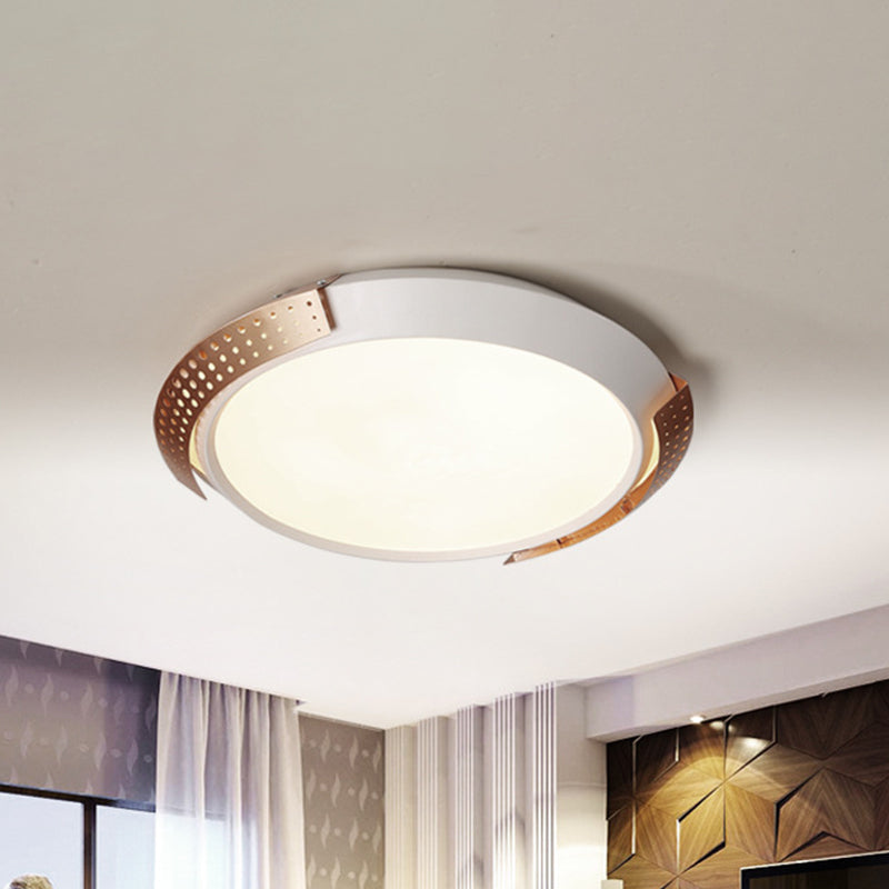 Round Metal Ceiling Fixture Modernist LED Pink/Gold Flush Mount Lighting with Hollow Design, 16"/19.5"/23.5" W Gold Clearhalo 'Ceiling Lights' 'Close To Ceiling Lights' 'Close to ceiling' 'Flush mount' Lighting' 728605