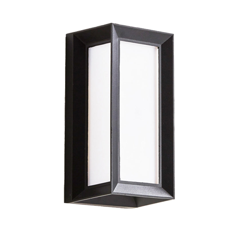 Lodges Cuboid Box Wall Sconce Milky Glass LED Wall Mounted Lamp in Black for Corner, Warm/White Light Clearhalo 'Wall Lamps & Sconces' 'Wall Lights' Lighting' 728639