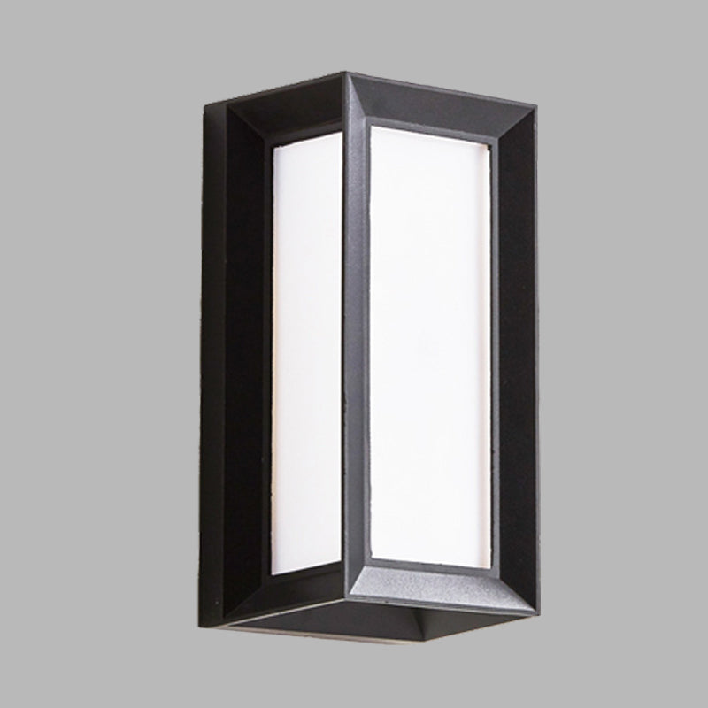 Lodges Cuboid Box Wall Sconce Milky Glass LED Wall Mounted Lamp in Black for Corner, Warm/White Light Clearhalo 'Wall Lamps & Sconces' 'Wall Lights' Lighting' 728640