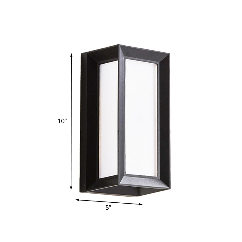 Lodges Cuboid Box Wall Sconce Milky Glass LED Wall Mounted Lamp in Black for Corner, Warm/White Light Clearhalo 'Wall Lamps & Sconces' 'Wall Lights' Lighting' 728641