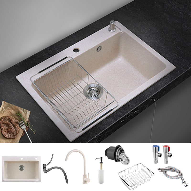 Single Bowl Kitchen Sink Quartz Modern Kitchen Sink with Strainer Sink with Faucet Round Faucet Clearhalo 'Home Improvement' 'home_improvement' 'home_improvement_kitchen_sinks' 'Kitchen Remodel & Kitchen Fixtures' 'Kitchen Sinks & Faucet Components' 'Kitchen Sinks' 'kitchen_sinks' 7286997