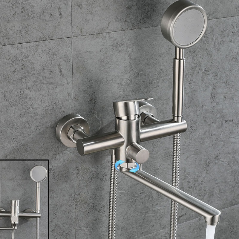 Bathroom Bathtub Faucet Rod Handle Handheld Shower Head Bathtub Faucet Clearhalo 'Bathroom Remodel & Bathroom Fixtures' 'Bathtub Faucets' 'bathtub_faucets' 'Home Improvement' 'home_improvement' 'home_improvement_bathtub_faucets' 7287189