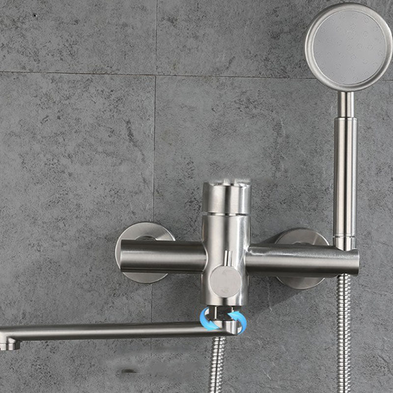 Bathroom Bathtub Faucet Rod Handle Handheld Shower Head Bathtub Faucet Clearhalo 'Bathroom Remodel & Bathroom Fixtures' 'Bathtub Faucets' 'bathtub_faucets' 'Home Improvement' 'home_improvement' 'home_improvement_bathtub_faucets' 7287192