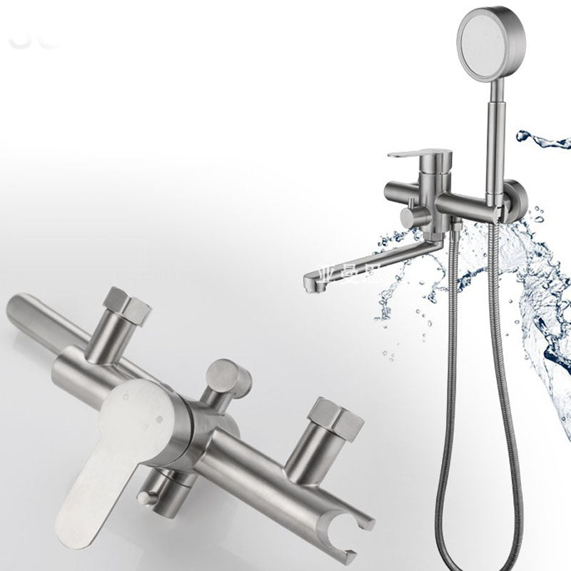 Bathroom Bathtub Faucet Rod Handle Handheld Shower Head Bathtub Faucet Clearhalo 'Bathroom Remodel & Bathroom Fixtures' 'Bathtub Faucets' 'bathtub_faucets' 'Home Improvement' 'home_improvement' 'home_improvement_bathtub_faucets' 7287196