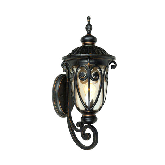 Black Pinecone Wall Lighting Country Clear Seeded Glass 1 Head Passage Wall Mount Lamp Clearhalo 'Wall Lamps & Sconces' 'Wall Lights' Lighting' 728719