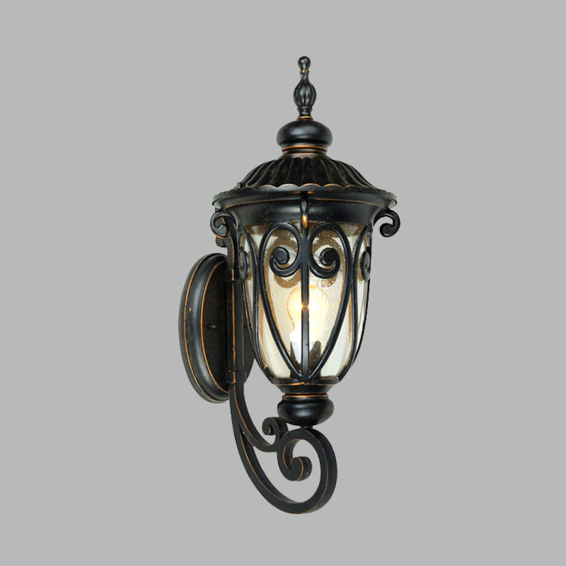 Black Pinecone Wall Lighting Country Clear Seeded Glass 1 Head Passage Wall Mount Lamp Clearhalo 'Wall Lamps & Sconces' 'Wall Lights' Lighting' 728720