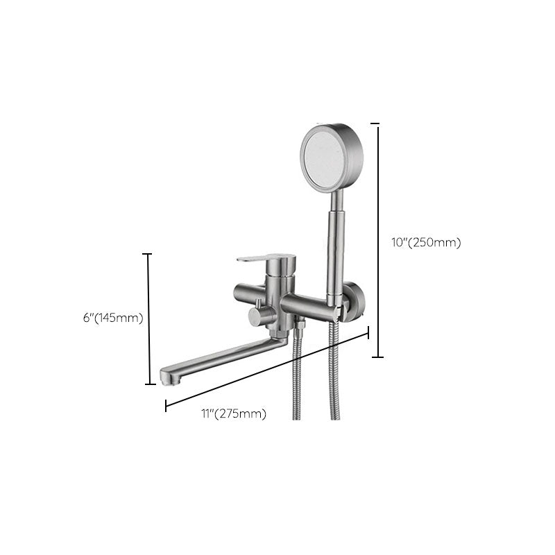 Bathroom Bathtub Faucet Rod Handle Handheld Shower Head Bathtub Faucet Clearhalo 'Bathroom Remodel & Bathroom Fixtures' 'Bathtub Faucets' 'bathtub_faucets' 'Home Improvement' 'home_improvement' 'home_improvement_bathtub_faucets' 7287205