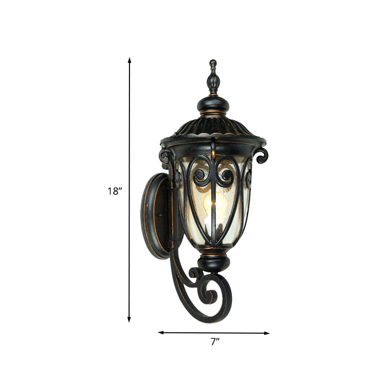 Black Pinecone Wall Lighting Country Clear Seeded Glass 1 Head Passage Wall Mount Lamp Clearhalo 'Wall Lamps & Sconces' 'Wall Lights' Lighting' 728721