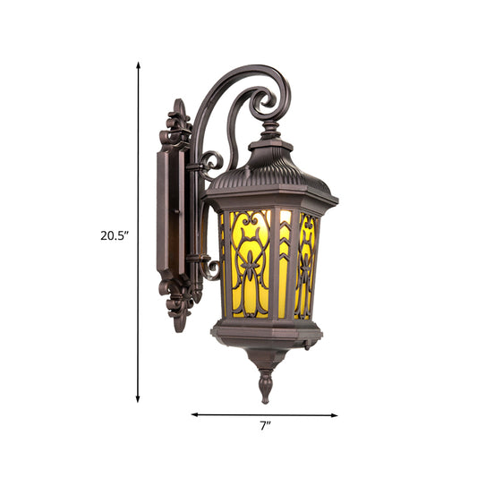 Black 1 Bulb Wall Sconce Light Lodges Water Glass Urn Wall Mounted Lamp with Twisted Arm Clearhalo 'Wall Lamps & Sconces' 'Wall Lights' Lighting' 728756