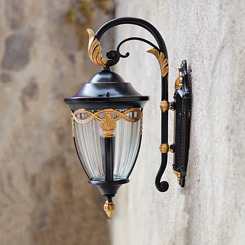 1 Light Acorn Wall Sconce Farmhouse Black Finish Clear Prismatic Glass Wall Lighting Ideas Clearhalo 'Wall Lamps & Sconces' 'Wall Lights' Lighting' 728759