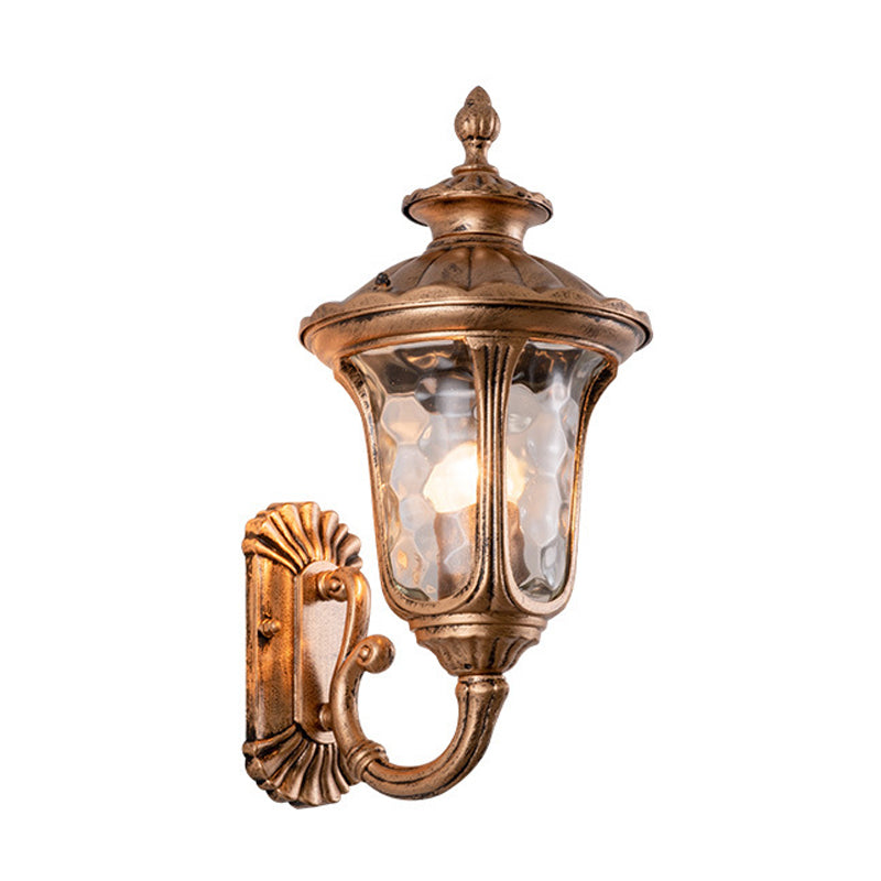 Countryside Acorn Sconce Light Fixture 1 Bulb Water Glass Wall Mounted Lamp in Brass Clearhalo 'Wall Lamps & Sconces' 'Wall Lights' Lighting' 728765