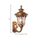 Countryside Acorn Sconce Light Fixture 1 Bulb Water Glass Wall Mounted Lamp in Brass Clearhalo 'Wall Lamps & Sconces' 'Wall Lights' Lighting' 728766