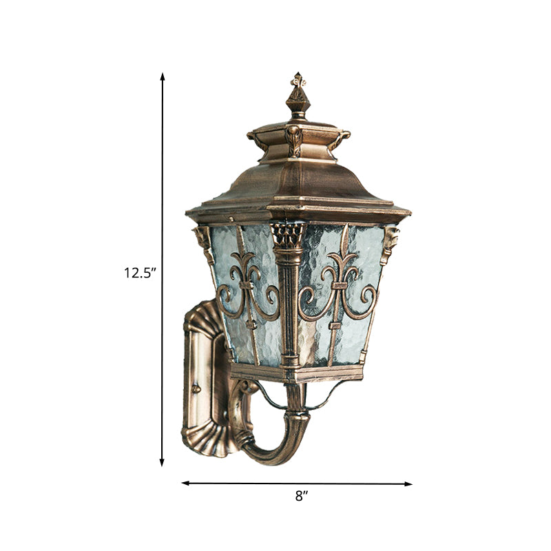 1 Head Water Glass Wall Mount Light Country Brass Pointed Flower Outdoor Surface Wall Sconce Clearhalo 'Wall Lamps & Sconces' 'Wall Lights' Lighting' 728776