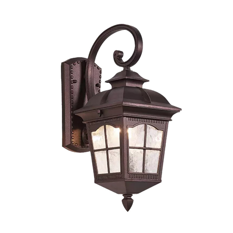 Water Glass Dark Coffee Sconce Lamp Swirl Arm 1 Light Farmhouse Wall Mounted Lighting Clearhalo 'Wall Lamps & Sconces' 'Wall Lights' Lighting' 728787