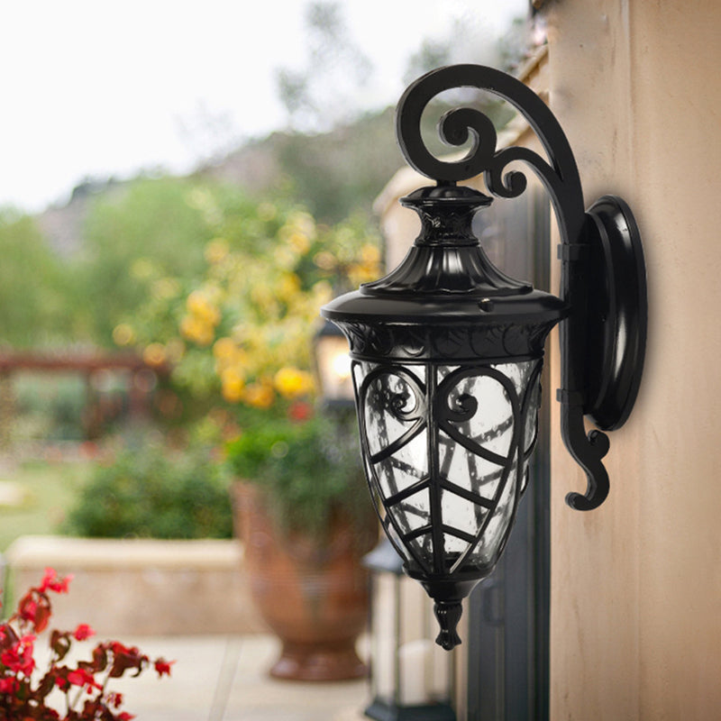 Black 1 Light Wall Sconce Lamp Rustic Clear Seeded Glass Pinecone Wall Lighting Ideas Black Clearhalo 'Wall Lamps & Sconces' 'Wall Lights' Lighting' 728807