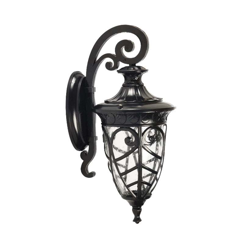 Black 1 Light Wall Sconce Lamp Rustic Clear Seeded Glass Pinecone Wall Lighting Ideas Clearhalo 'Wall Lamps & Sconces' 'Wall Lights' Lighting' 728809