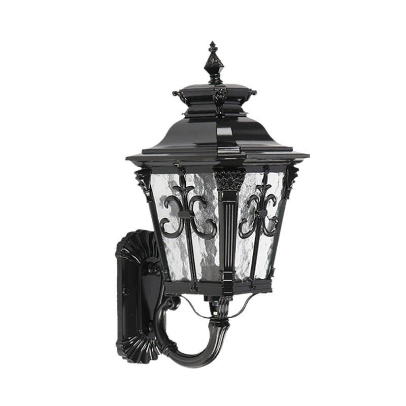 Arrow Flower Outdoor Wall Mount Light Country Clear Water Glass 1 Light Black Wall Lamp Sconce Clearhalo 'Wall Lamps & Sconces' 'Wall Lights' Lighting' 728814