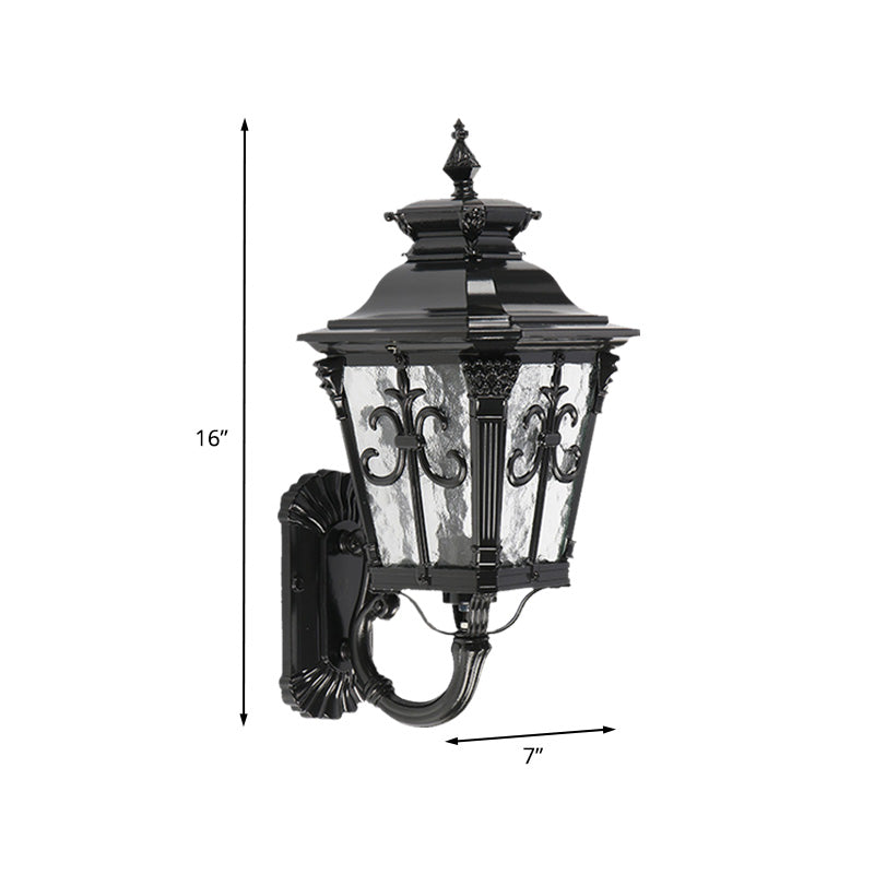 Arrow Flower Outdoor Wall Mount Light Country Clear Water Glass 1 Light Black Wall Lamp Sconce Clearhalo 'Wall Lamps & Sconces' 'Wall Lights' Lighting' 728816