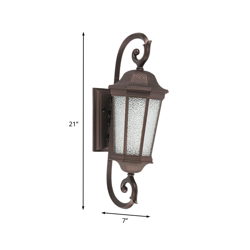 1 Bulb Wall Sconce Light Rustic Aniseed Water Glass Wall Mount Lamp Fixture in Dark Coffee Clearhalo 'Wall Lamps & Sconces' 'Wall Lights' Lighting' 728857