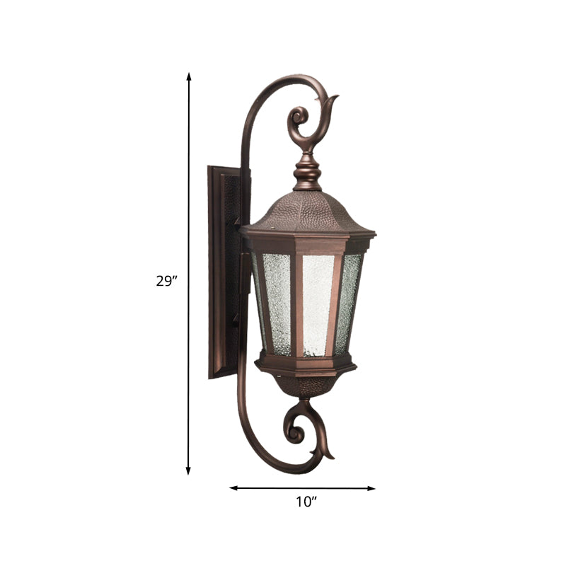 Metal Brown Wall Mount Light Aniseed Tiger Stripe 1 Light Country Wall Lamp Sconce with Water Glass Shade Clearhalo 'Wall Lamps & Sconces' 'Wall Lights' Lighting' 728862